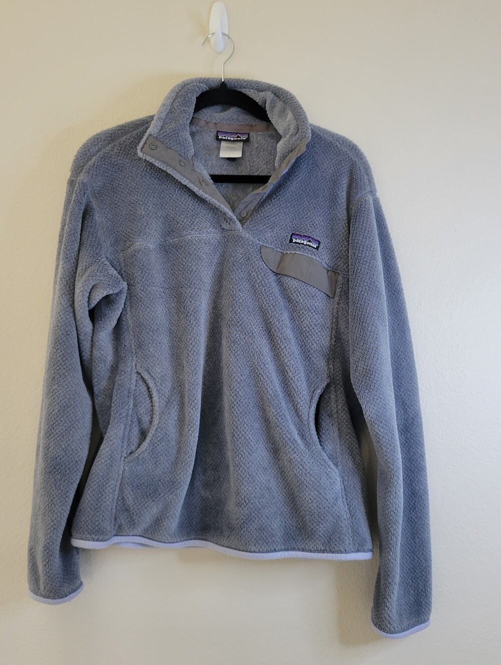 Patagonia Women's Re-Tool Snap-T Pullover Fleece Jacket Gray Blue Size Large.